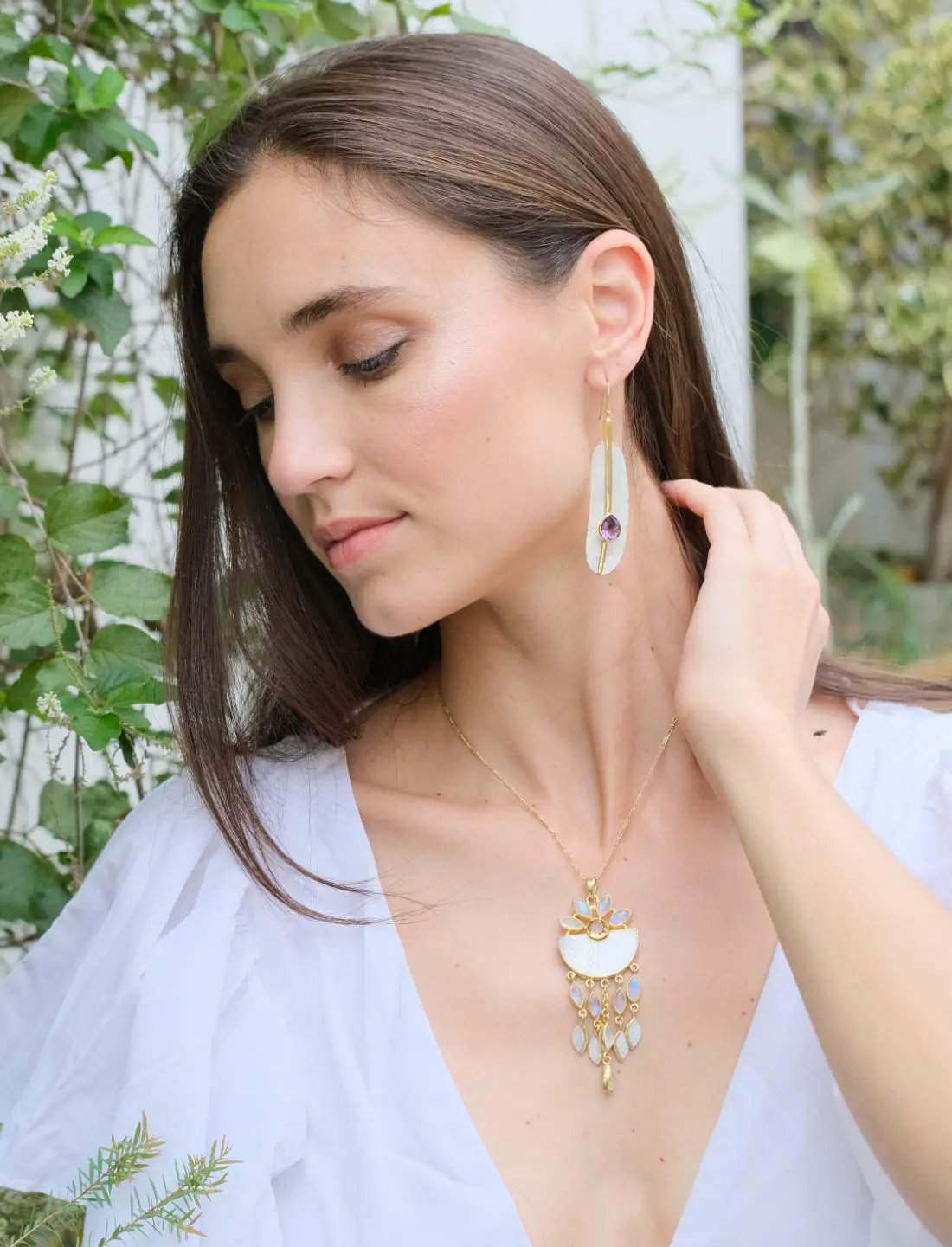 Feather Amethyst Earrings Earth Wisdom Collection