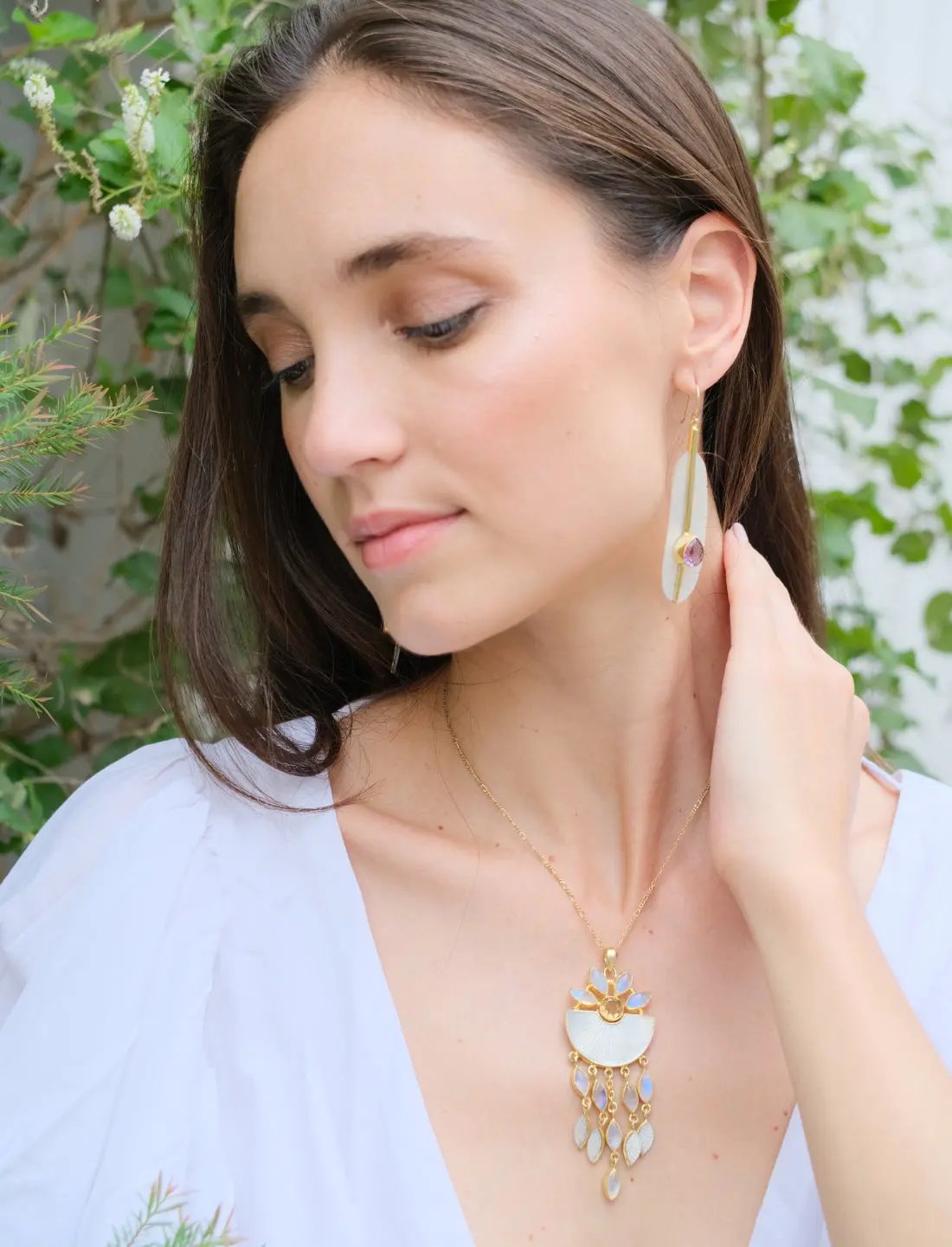 Feather Amethyst Earrings Earth Wisdom Collection