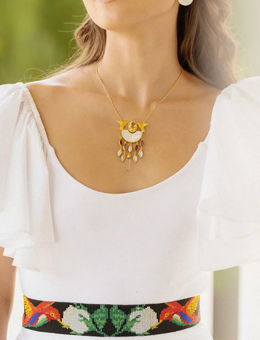 Hummingbird Goddess Medallion Necklace Earth Wisdom Collection