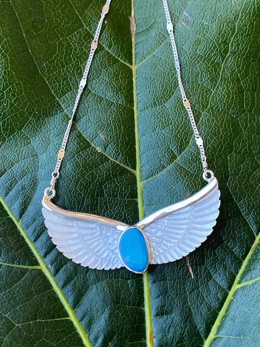 Opal Mother Pearl Wings Necklace Earth Wisdom Collection Necklace