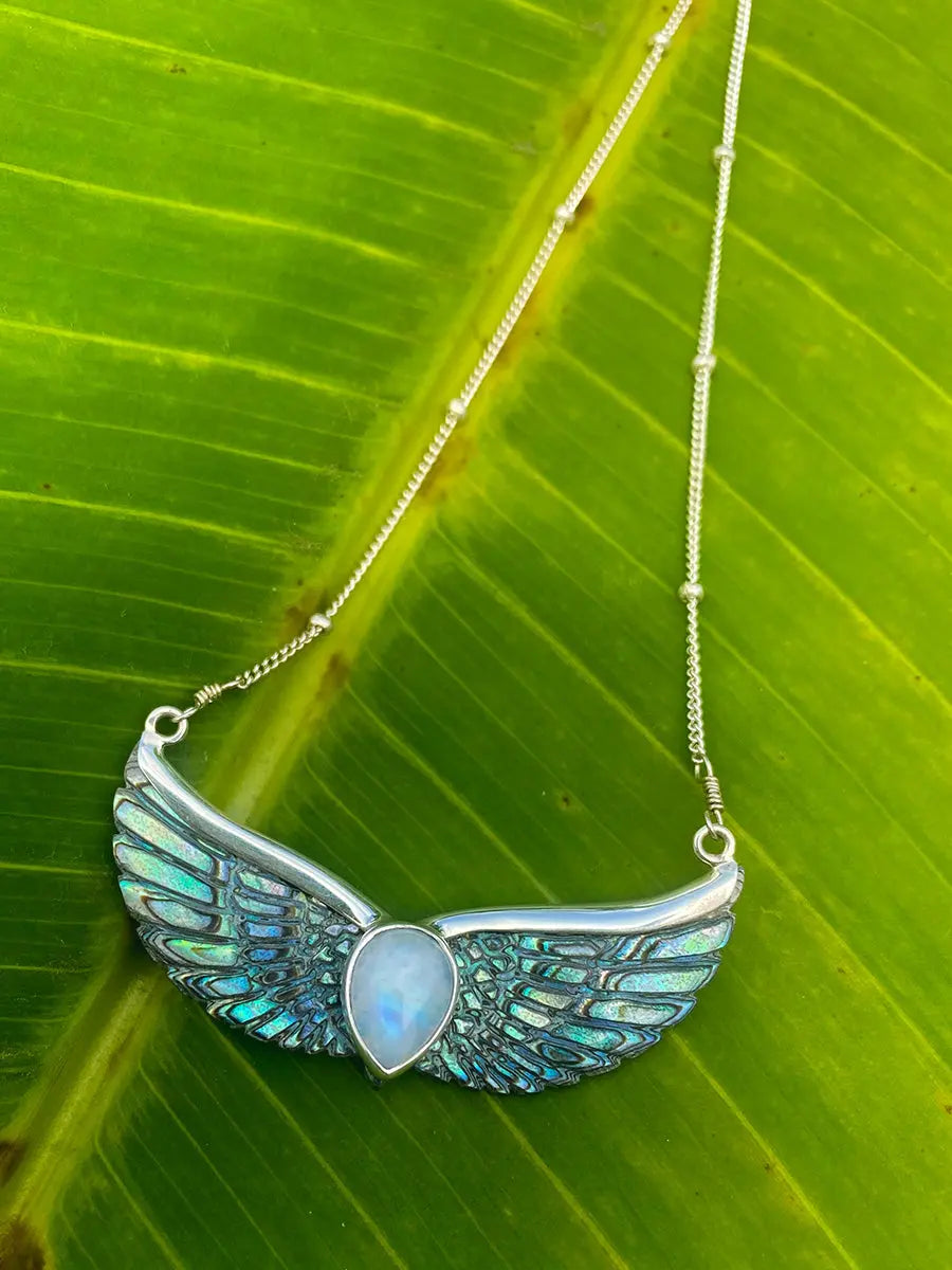 Abalone Moonstone Wings Necklace Earth Wisdom Collection Necklace