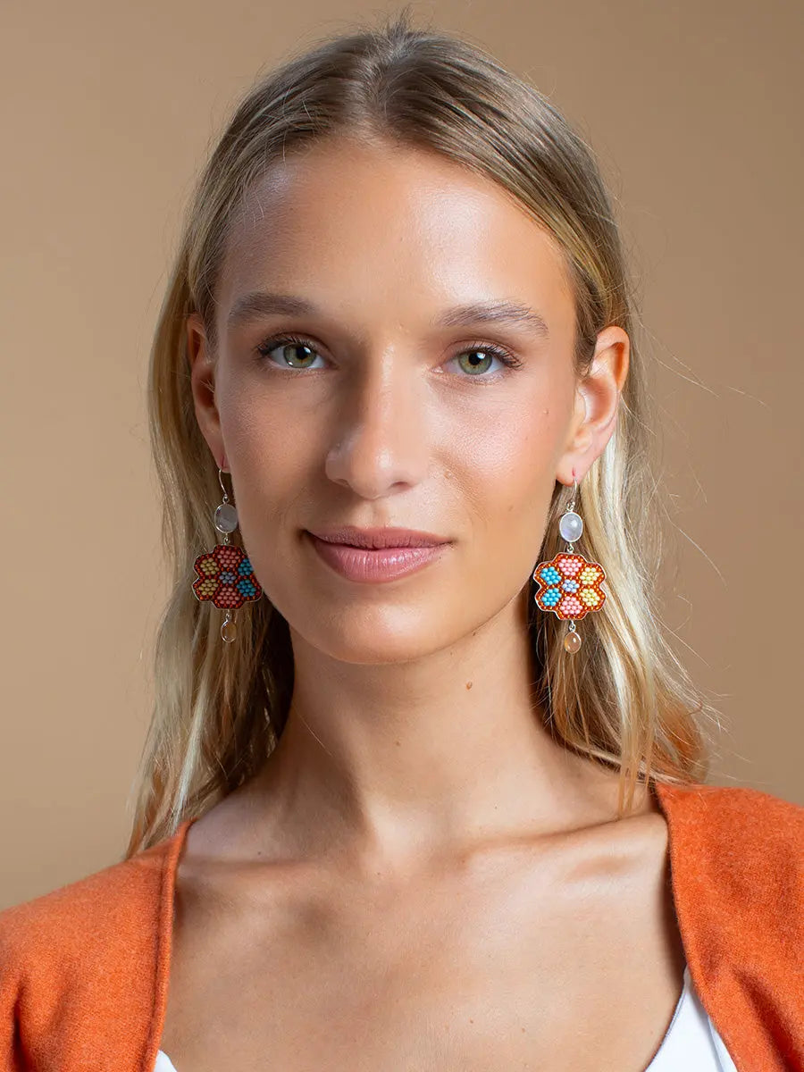 Beaded Bloom Moonstone Earrings Earth Wisdom Collection Earrings