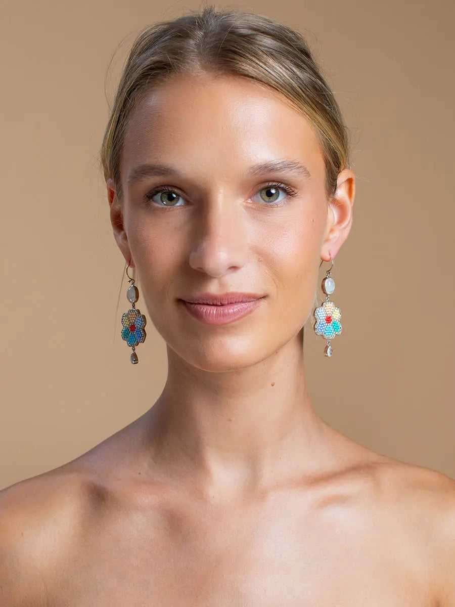 Beaded Bloom Moonstone Earrings Earth Wisdom Collection Earrings