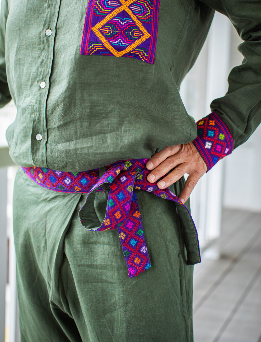 Purple Golden Helix Belt Wrap Pants