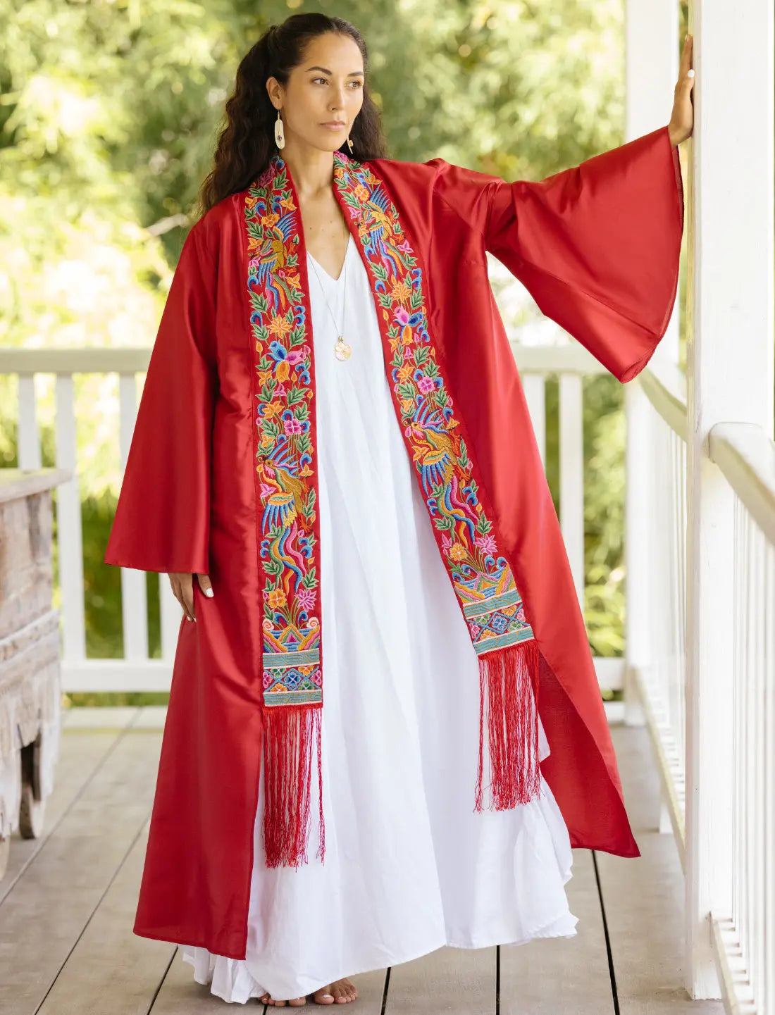 Sacred Garden Embroidered Silk Kimono Earth Wisdom Collection