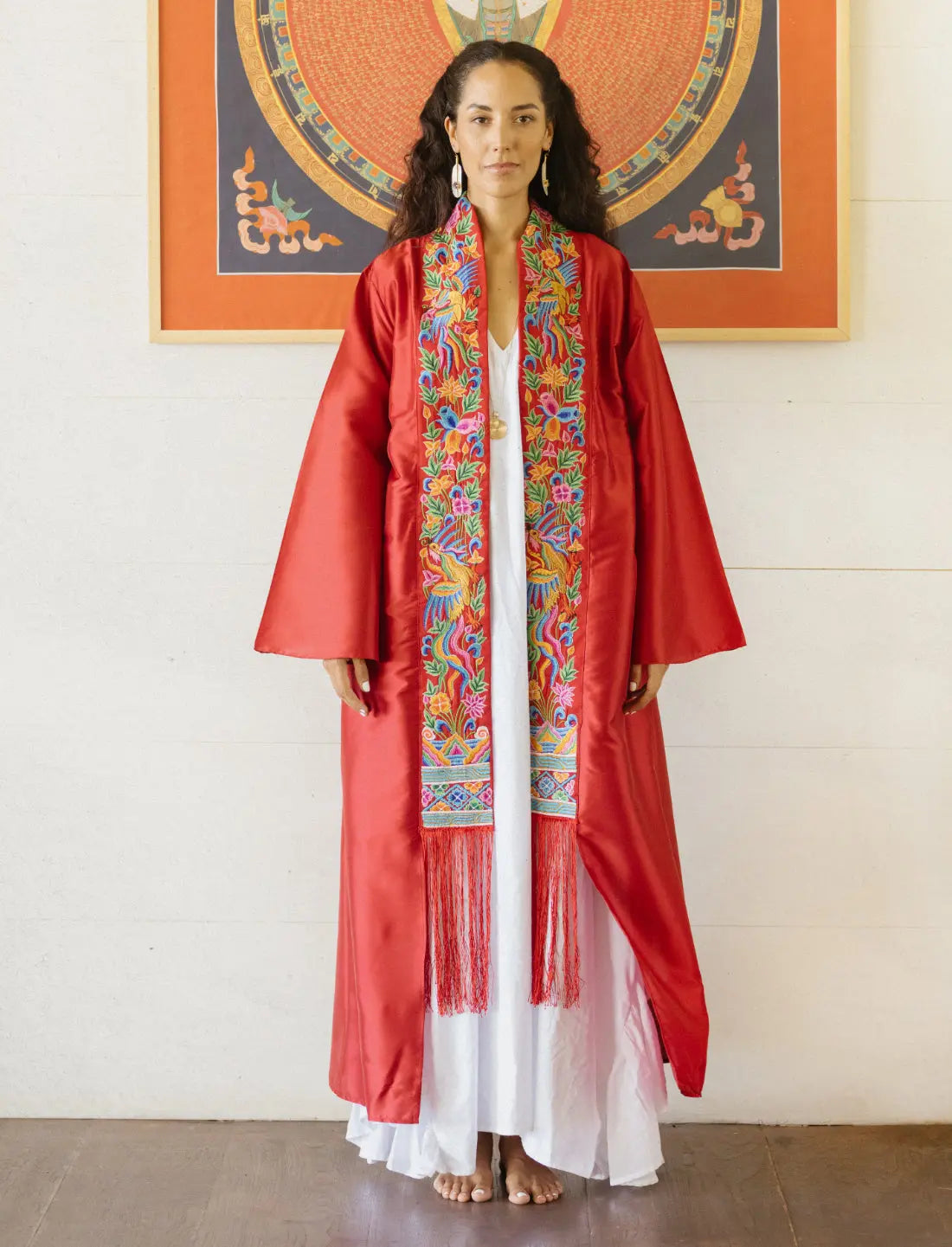 Sacred Garden Embroidered Silk Kimono Earth Wisdom Collection