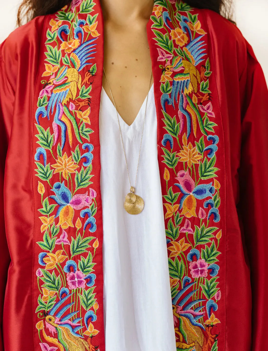 Sacred Garden Embroidered Silk Kimono Earth Wisdom Collection