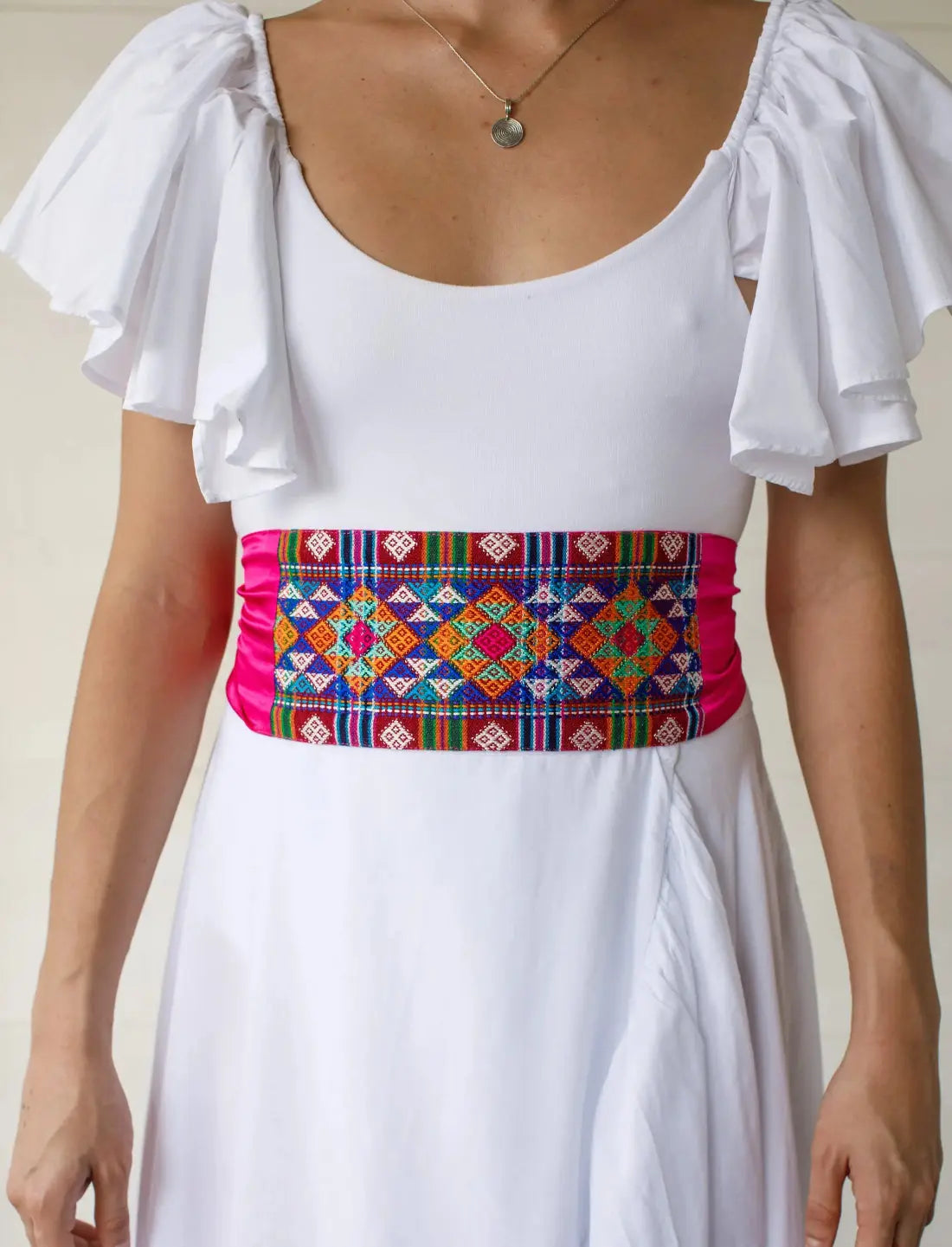 Triple Diamond Pink Silk Belt Earth Wisdom Collection