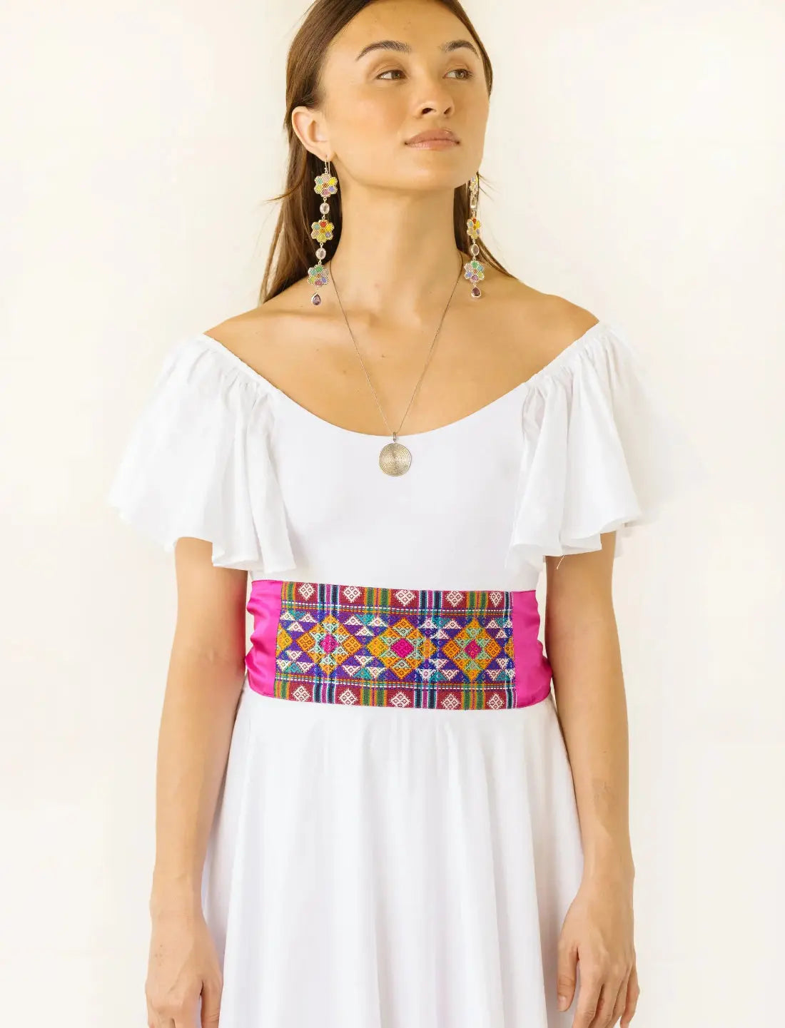 Triple Diamond Pink Silk Belt Earth Wisdom Collection