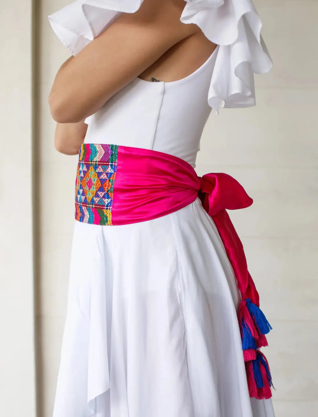Triple Diamond Pink Silk Belt Earth Wisdom Collection