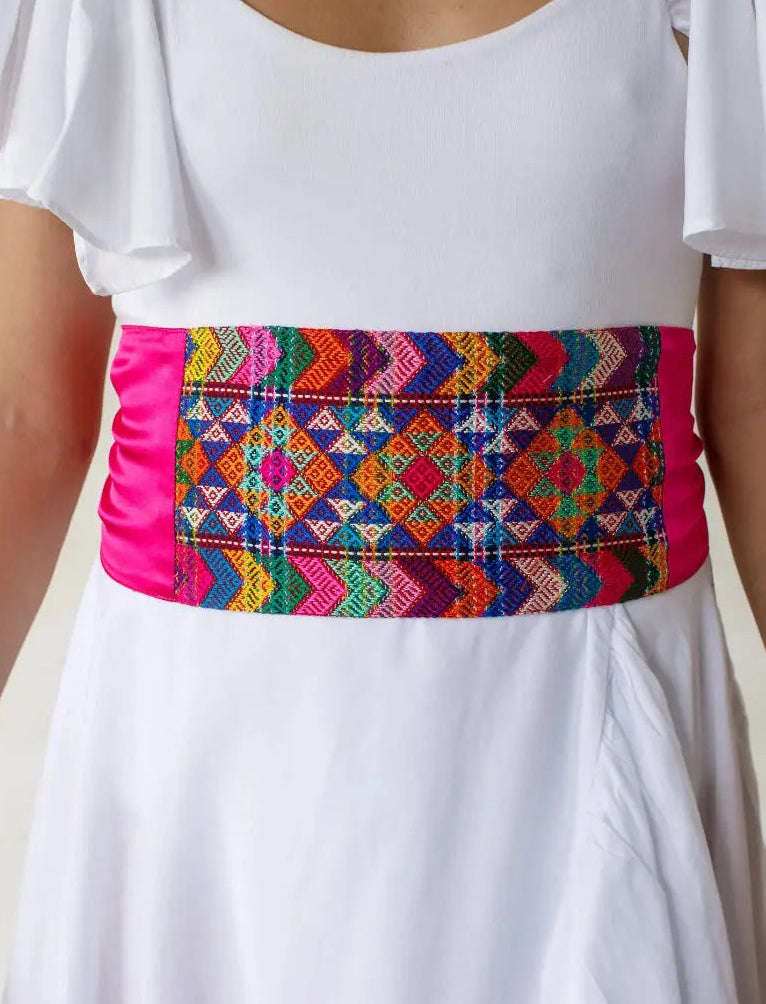Triple Diamond Pink Silk Belt Earth Wisdom Collection