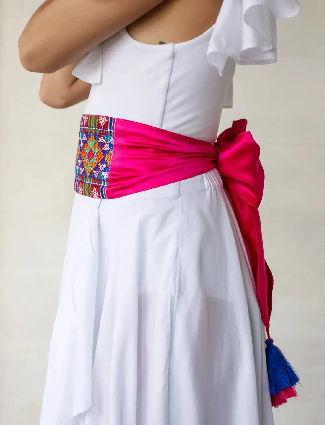 Triple Diamond Pink Silk Belt Earth Wisdom Collection