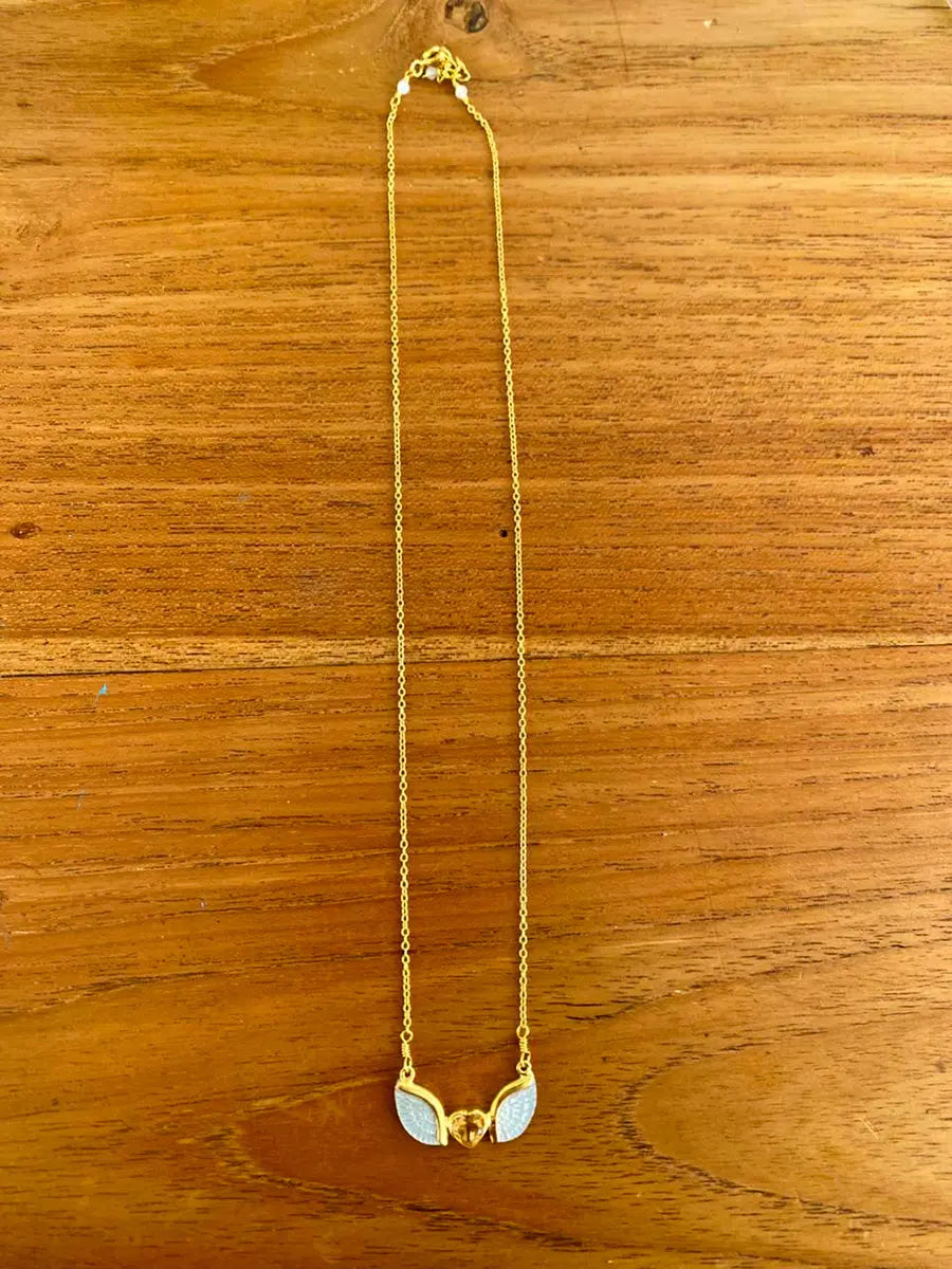 Citrine Heart Wings Necklace Earth Wisdom Collection Necklace