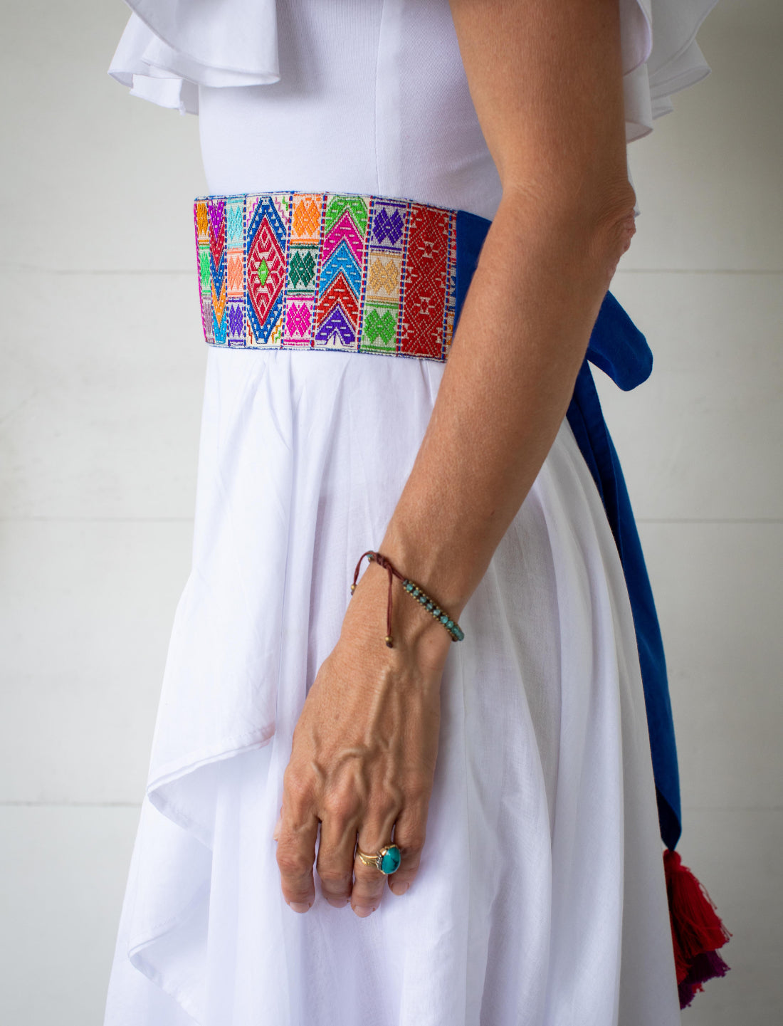 White Blue Adult Belt