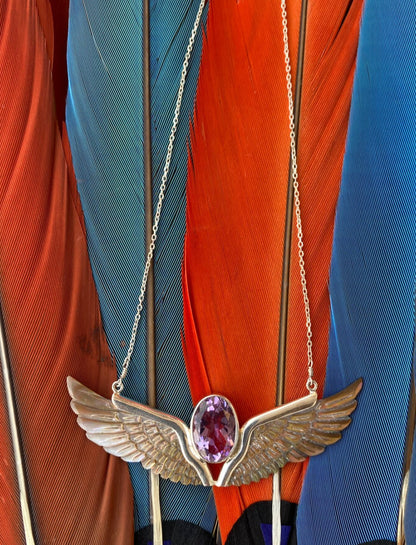 Amethyst Mabeshell Wings Necklace - Earth Wisdom Collection