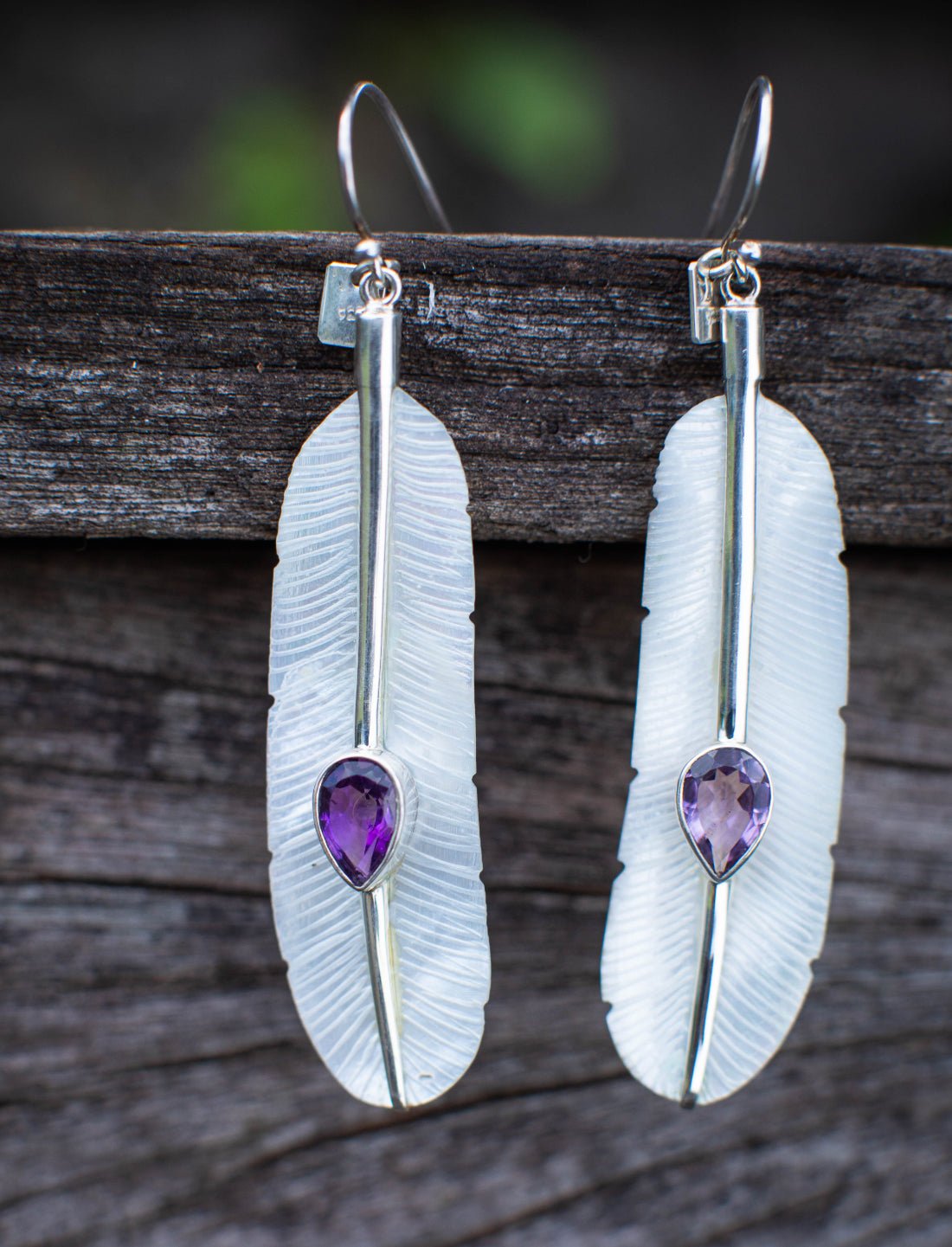 Feather Amethyst Earrings - Earth Wisdom Collection