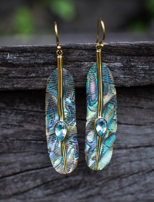 Feather Topaz Earrings - Earth Wisdom Collection