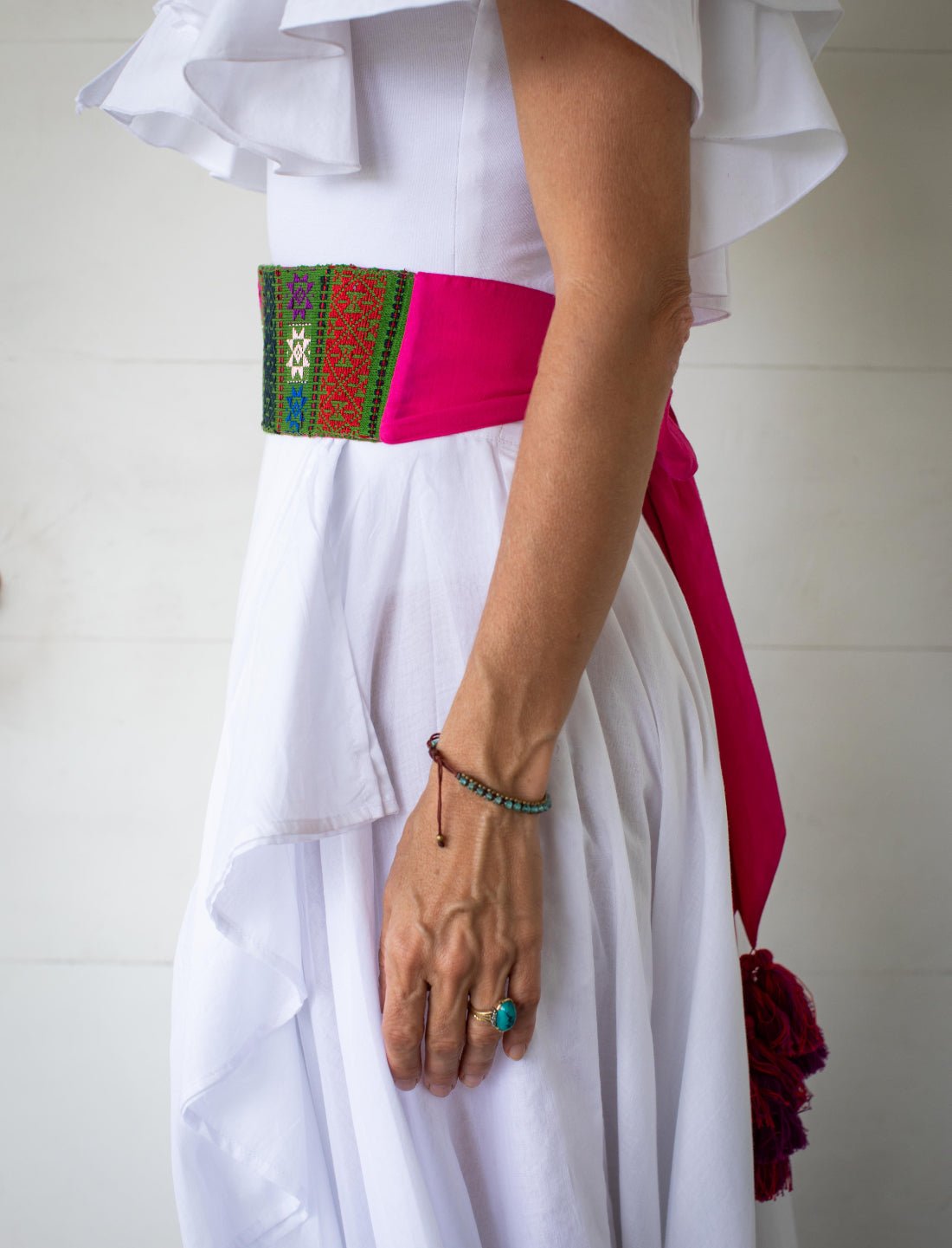 Green Pink Multi Colored Adult belt - Earth Wisdom Collection