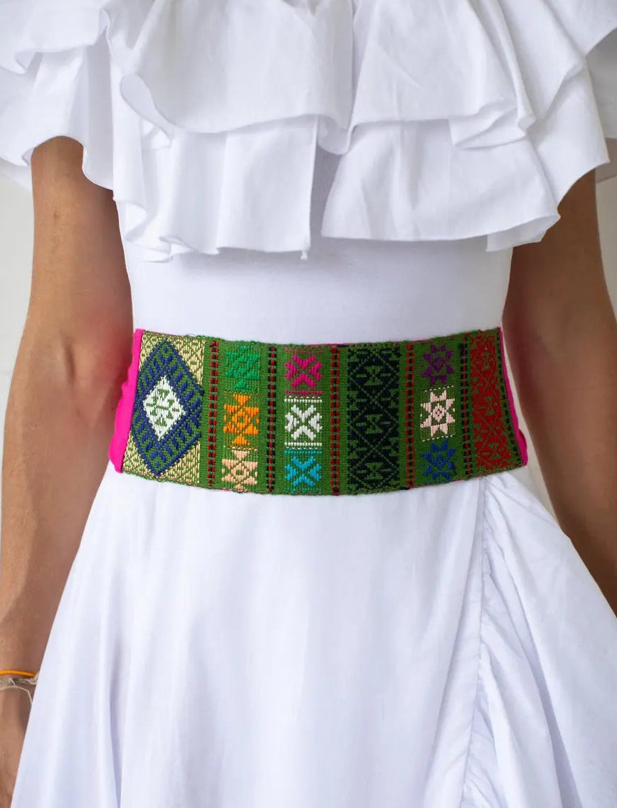 Green Pink Multi Colored Adult belt - Earth Wisdom Collection