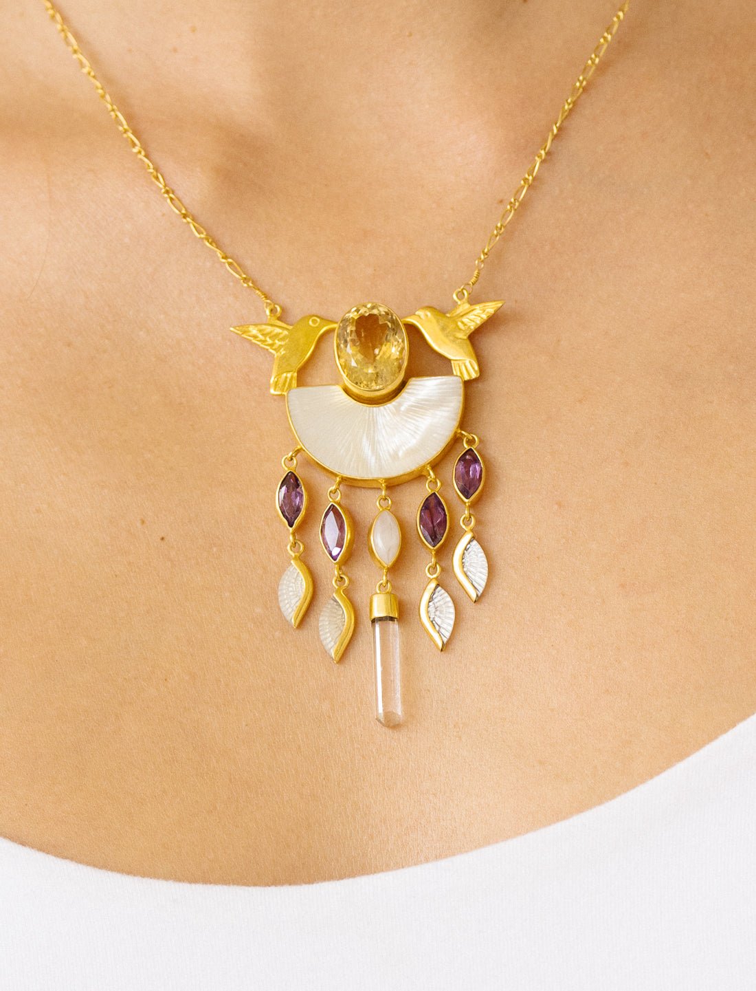 Hummingbird Goddess Medallion Necklace - Earth Wisdom Collection