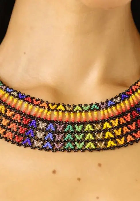 Living Rainbow Beaded Okama - Earth Wisdom Collection
