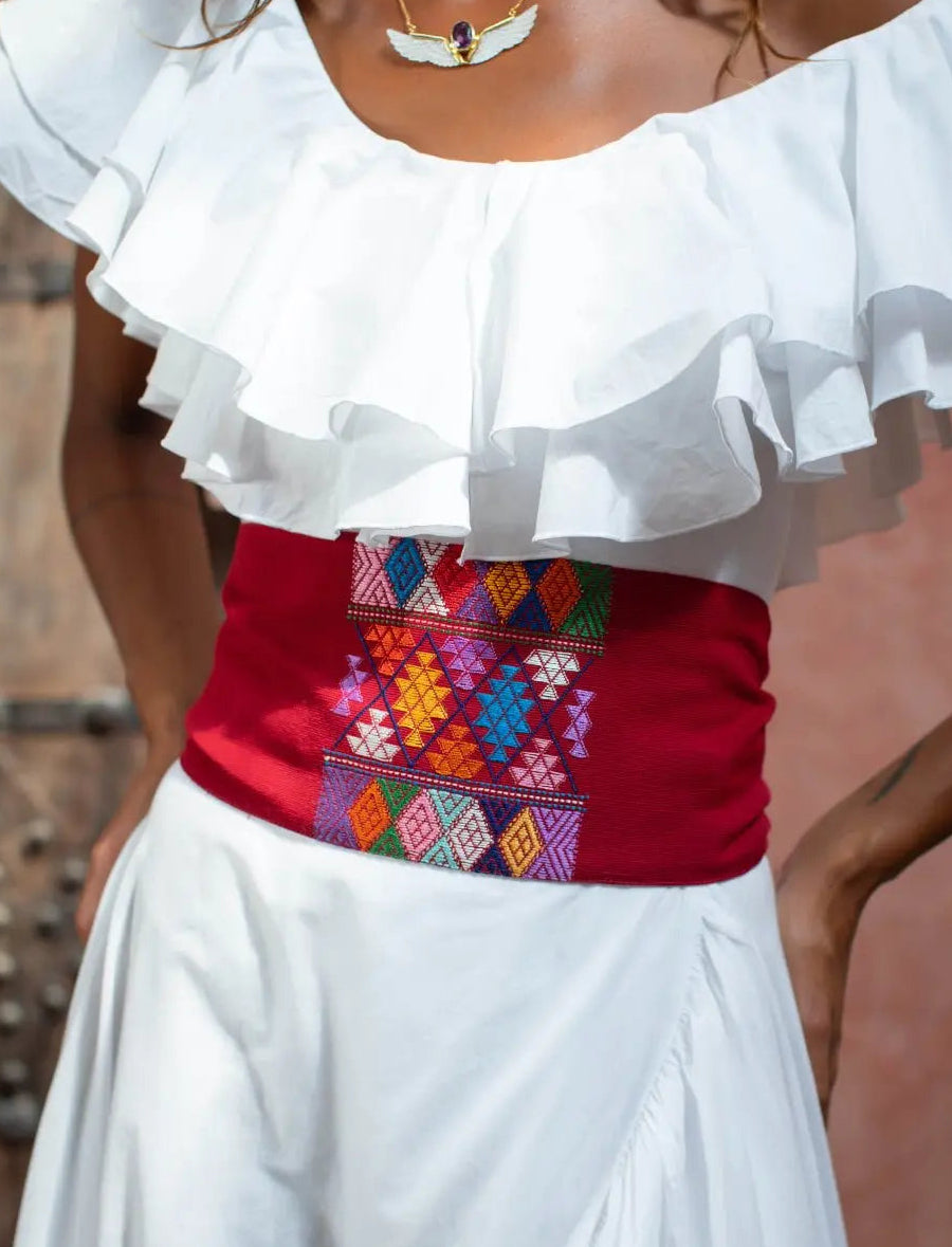 Maroon Jewel Adult Belt - Earth Wisdom Collection