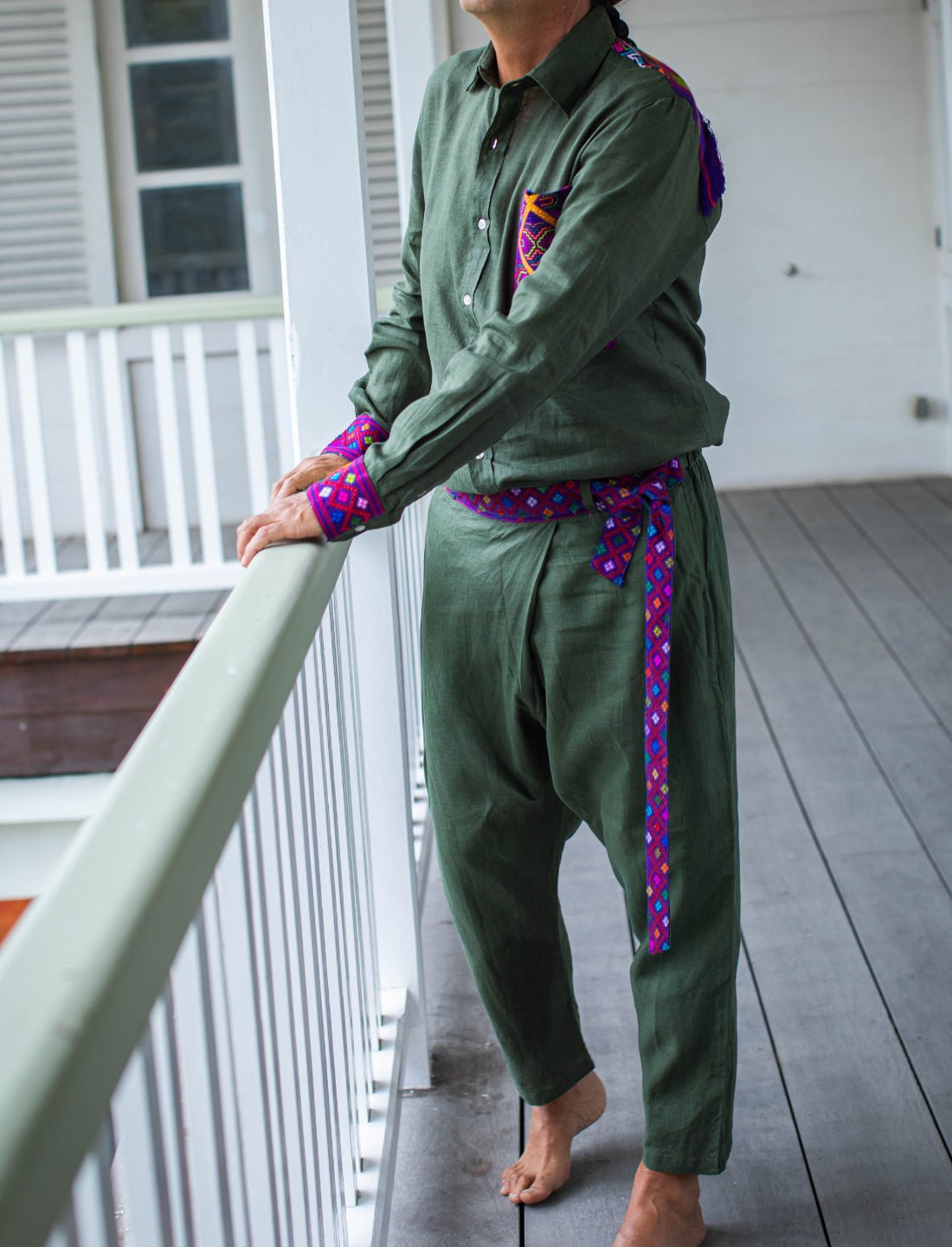 Purple Golden Helix Belt Wrap Pants - Earth Wisdom Collection