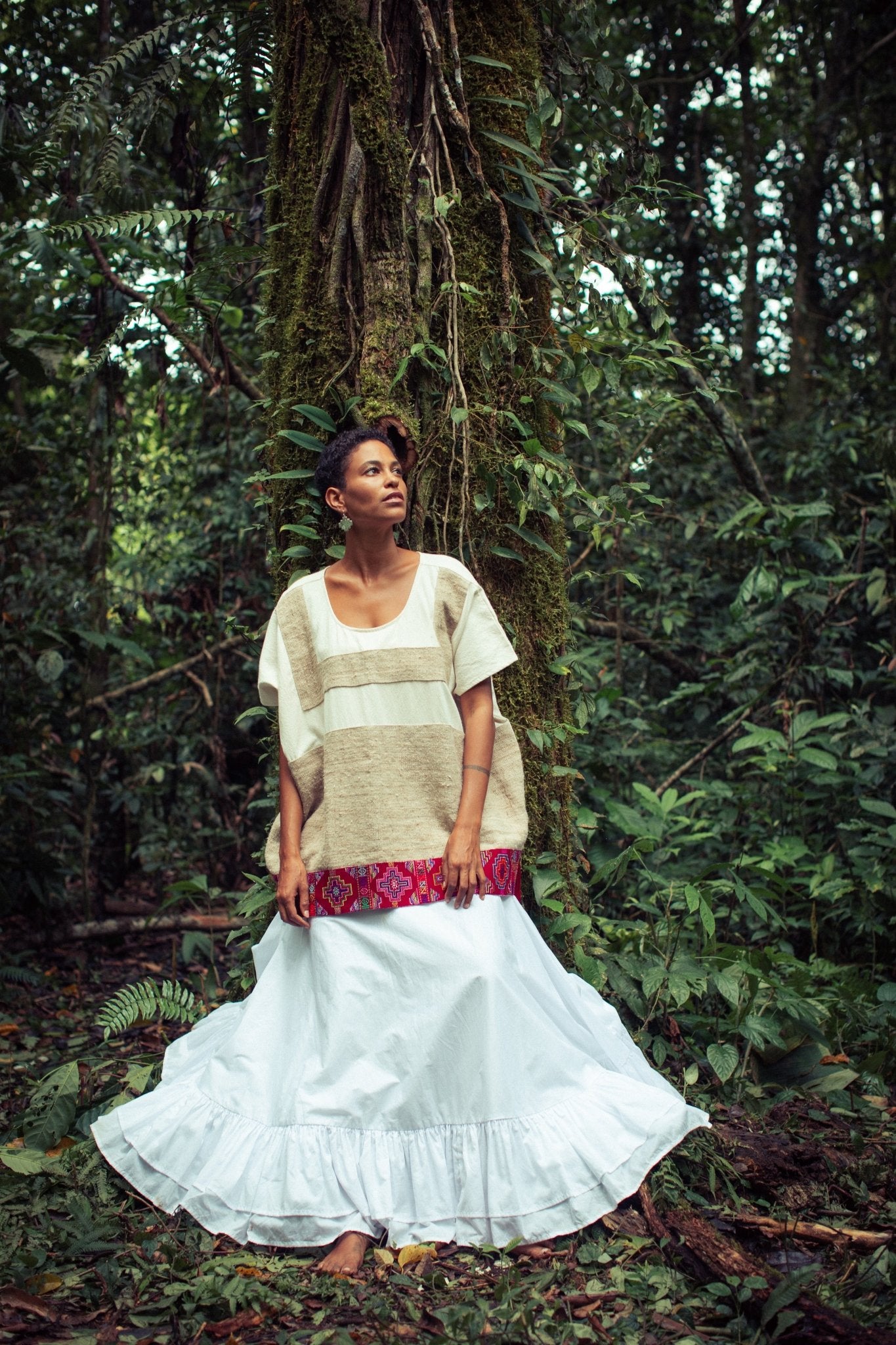 Red Path Chakana Nettle Weave Poncho - Earth Wisdom Collection