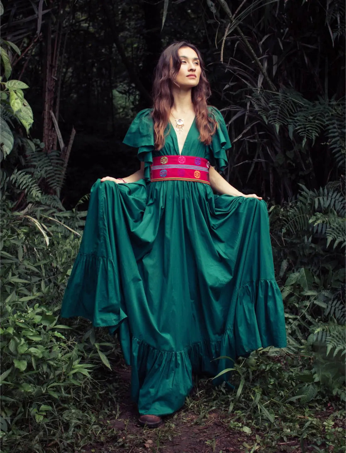 Regal Spirit Maxi Dress - Forest Green / XS/S