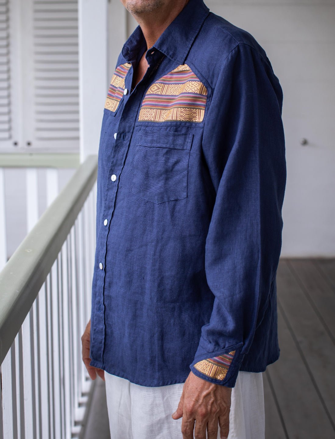 Rhada Navy Blue Long Sleeved Shirt - Earth Wisdom Collection