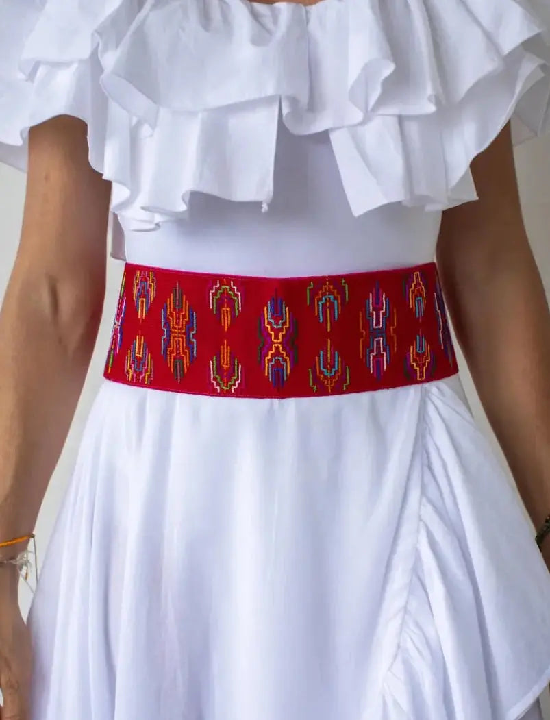Timar Varja Vibration Red Multicolored Belt - Earth Wisdom Collection