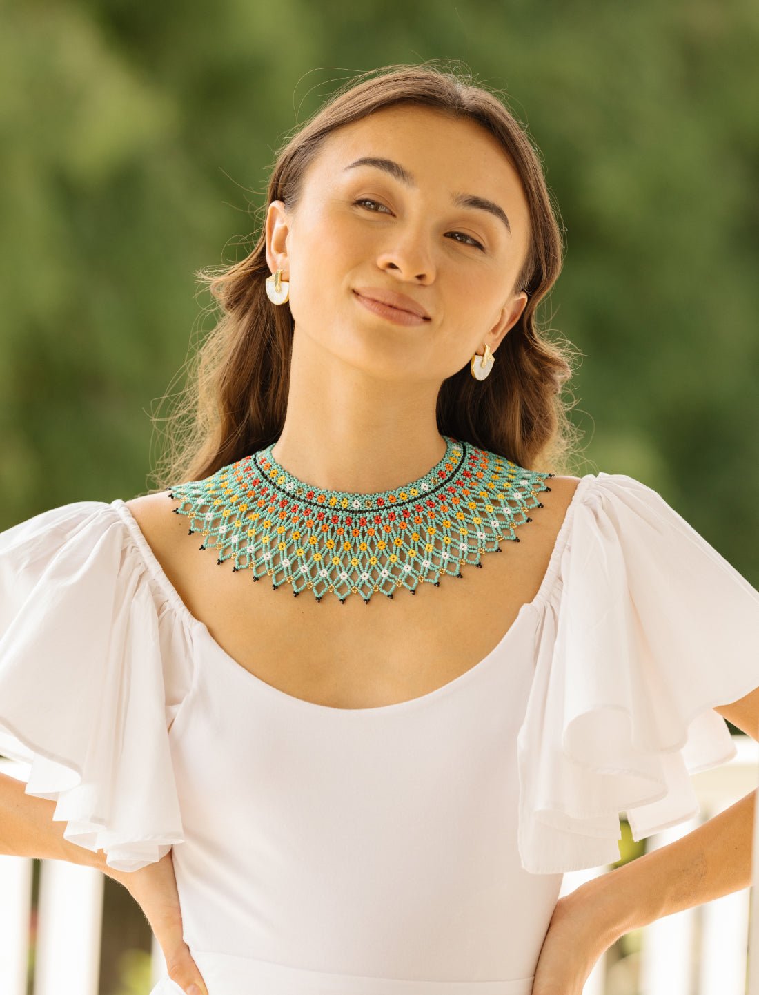 Turquoise Waters Beaded Okama - Earth Wisdom Collection