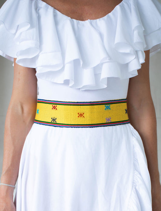 Yellow Royal Weave Adult Belt - Earth Wisdom Collection